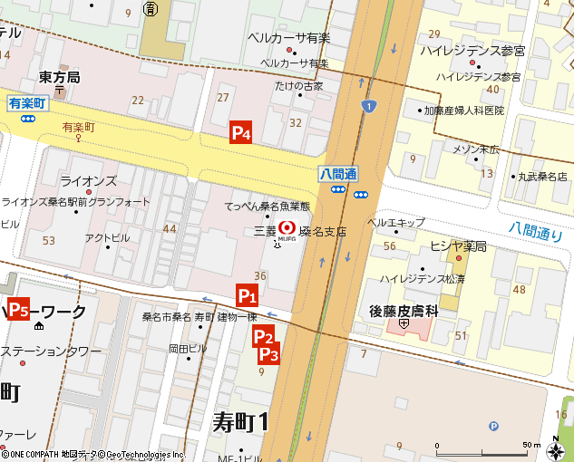 桑名支店付近の地図